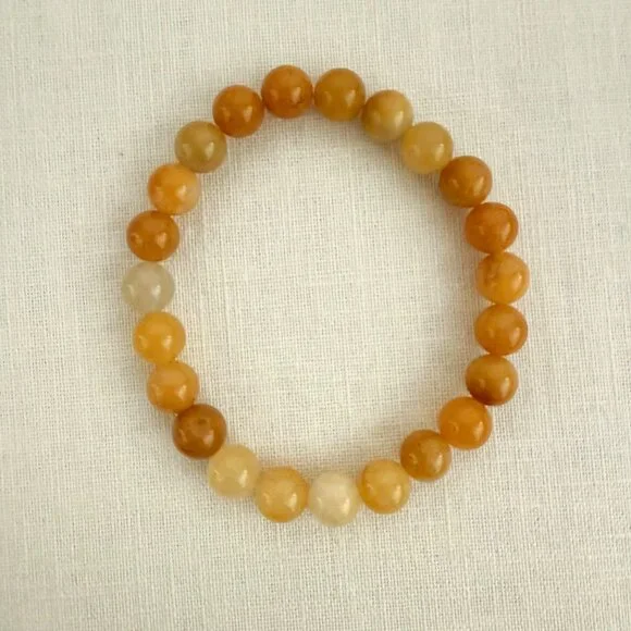 Golden Calcite Energy Bracelet 6.5 inch Natural Stone Beaded Stretch 8mm Beads - Picture 2 of 10